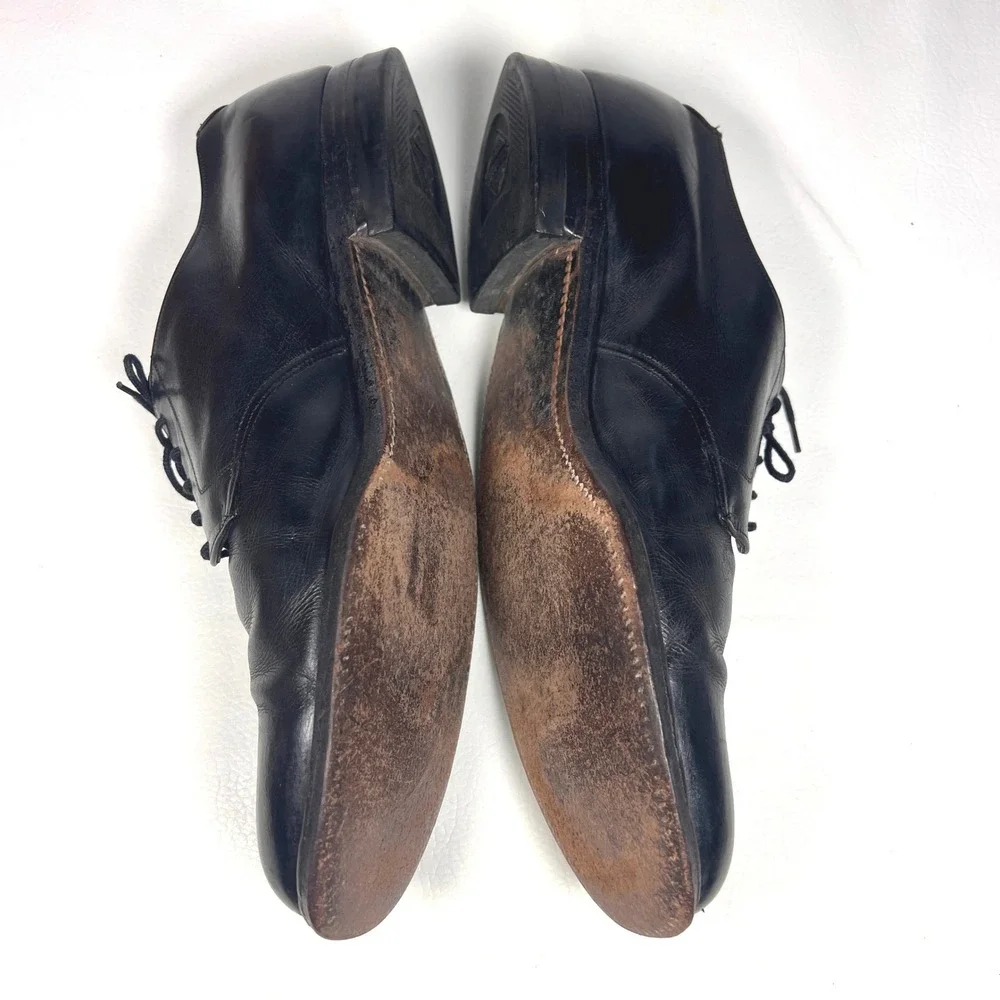 Stetson Old Masters Derby Shoes Mens 13 B Black Leather Plain Toe Vtg Heritage - Picture 10 of 16